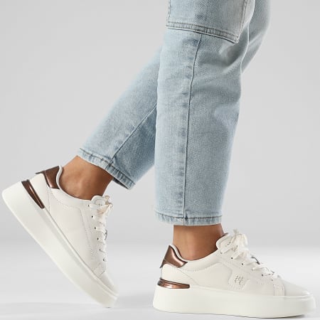 Tommy Hilfiger - Baskets Femme Chic Platform Sneaker Gold 8817 Ancient White