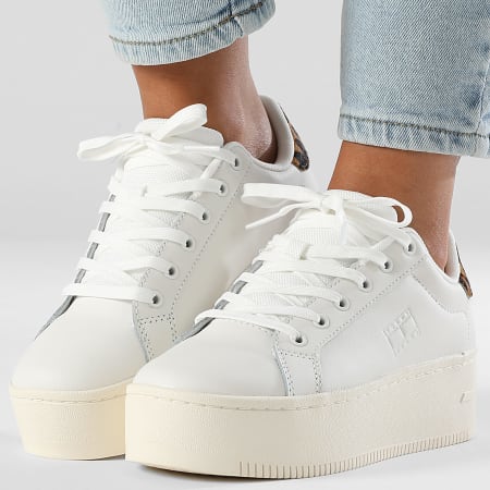Tommy Jeans - Zapatillas Mujer Tjw Plataforma Leopardo Zapatilla 2930 Marfil Leopardo
