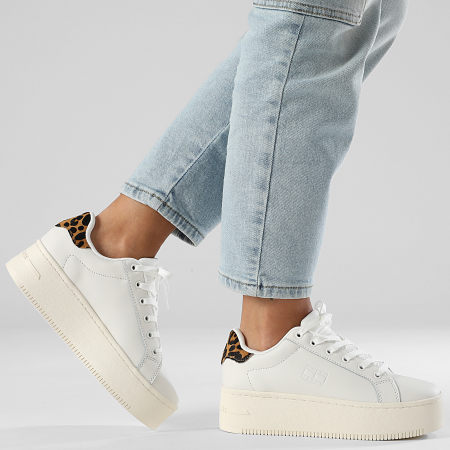 Tommy Jeans - Zapatillas Mujer Tjw Plataforma Leopardo Zapatilla 2930 Marfil Leopardo