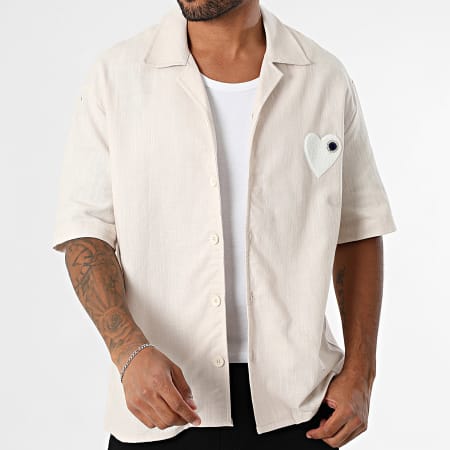 ADJ - Coeur Chic 518 Beige White Short Sleeve Shirt