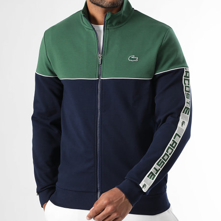 Lacoste - Chaqueta con cremallera y logotipo de cocodrilo verde marino