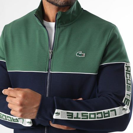 Lacoste - Chaqueta con cremallera y logotipo de cocodrilo verde marino