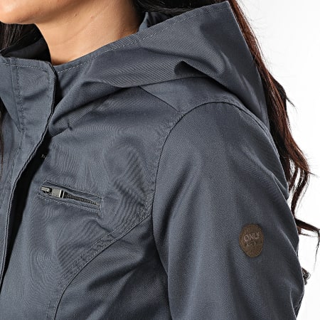 Only - Lorca Life Parka con capucha y cremallera para mujer Gris antracita