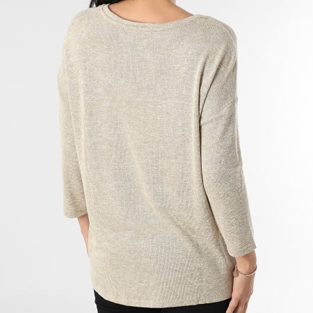 Vero Moda - Pull Col V Femme Brianna Beige Chiné
