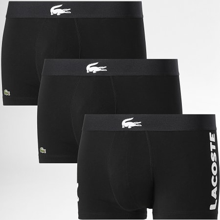Lacoste - Lot De 3 Boxers Logo Brodé Crocodile Noir