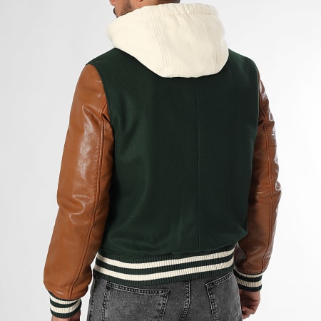 Redskins - Giacca Teddy Cambridge School Verde scuro Cammello