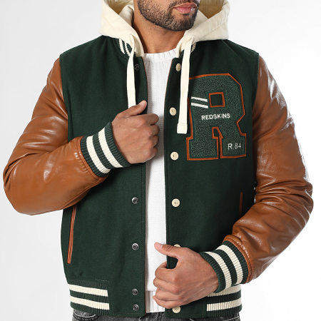 Redskins - Giacca Teddy Cambridge School Verde scuro Cammello