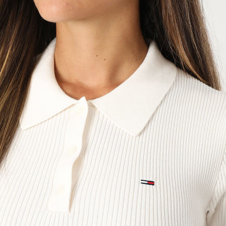 Tommy Jeans - Robe Polo Manches Courtes Femme Sweater 1471 Blanc