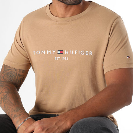Tommy Hilfiger - Tee Shirt Slim Logo 1797 Beige Foncé