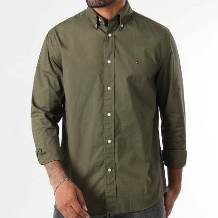 Tommy Hilfiger - Flex Poplin Solid 7550 Long Sleeve Shirt Khaki Green -  Ryses