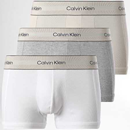 Calvin Klein - Juego de 3 calzoncillos 4446 Blanco Beige Gris Brezo
