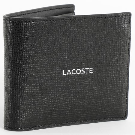 Lacoste - Portefeuille En Cuir Avec Logo Imprimé Noir