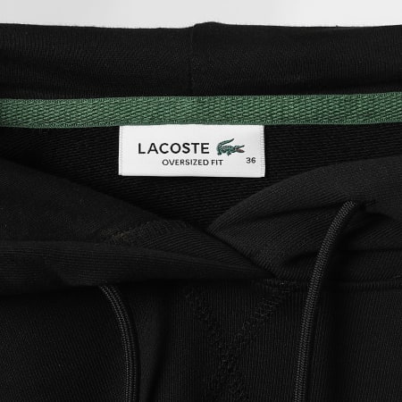 Lacoste - Sweat Capuche Femme Logo Brodé Crocodile Noir