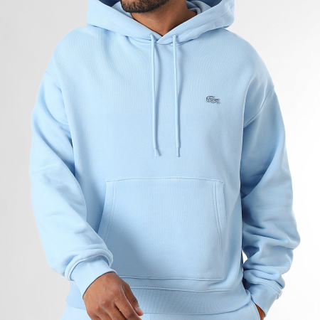 Lacoste Loose Fit Hoodie Logo Embroidered Crocodile Tone On Tone