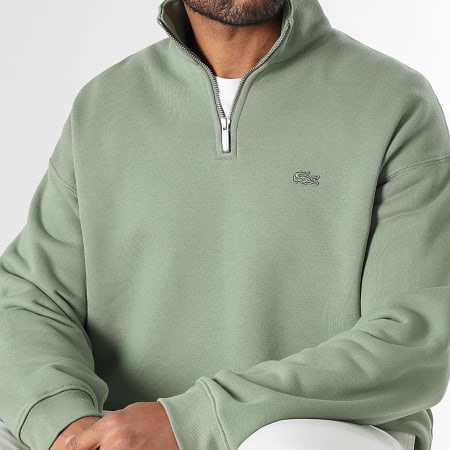 Lacoste Sweat Col Zippé Loose Fit Logo Brodé Crocodile Ton Sur