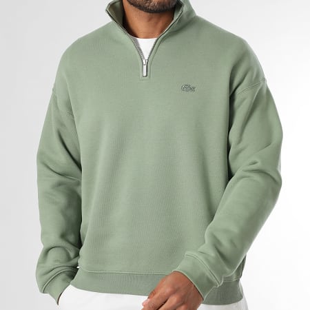Lacoste - Loose Fit Zip Neck Sweat Top Embroidered Crocodile Logo