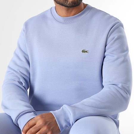 Lacoste - Sweat Crewneck Classic Fit Logo Brodé Crocodile Lilas