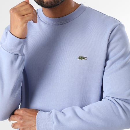Lacoste - Sweat Crewneck Classic Fit Logo Brodé Crocodile Lilas