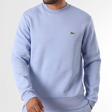 Lacoste - Sweat Crewneck Classic Fit Logo Brodé Crocodile Lilas