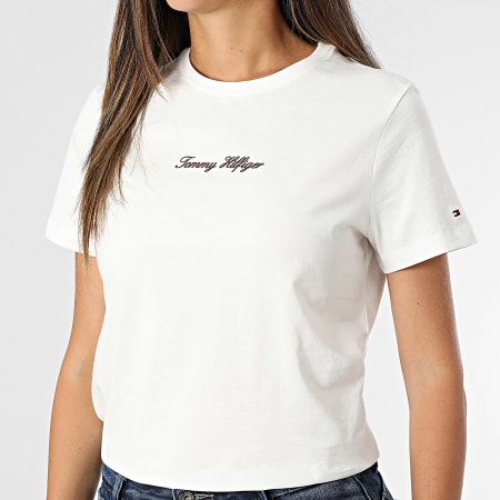 Tommy Hilfiger - Tee Shirt Femme Classic Script 7460 Blanc