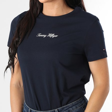 Tommy Hilfiger - Tee Shirt Femme Classic Script 7460 Bleu Marine