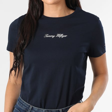 Tommy Hilfiger - Tee Shirt Femme Classic Script 7460 Bleu Marine