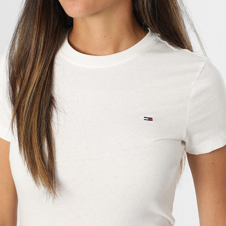 Tommy Jeans - Lot De 2 Tee Shirts Slim Femme 1366 Blanc Bleu Clair