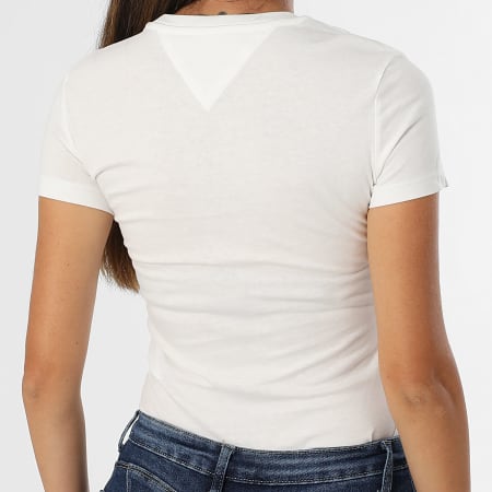 Tommy Jeans - Lot De 2 Tee Shirts Slim Femme 1366 Blanc Bleu Clair