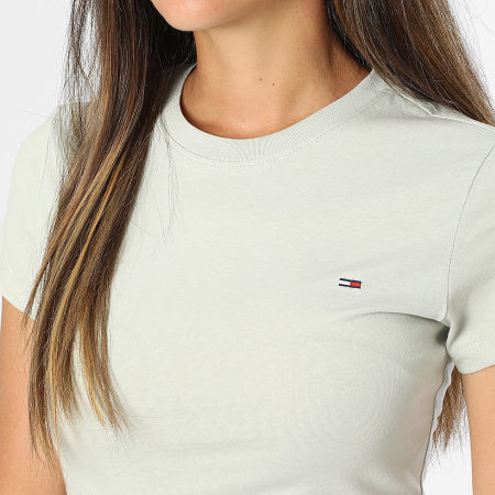 Tommy Jeans - Lot De 2 Tee Shirts Slim Femme 1366 Blanc Vert Clair
