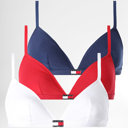 Tommy Hilfiger - Lot De 3 Brassières Femme 6140 Blanc Rouge Bleu Marine
