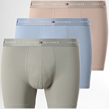 Tommy Hilfiger - Lot De 3 Boxers 3618 Beige Bleu Clair Vert Kaki Clair