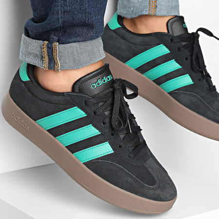 adidas gazelle silver green womens adidas Nora Black Green White Leather Shoes main image 1