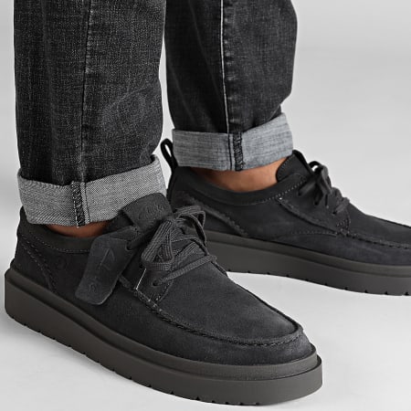 Clarks - Zapatos Polden Moc Ante Gris Oscuro