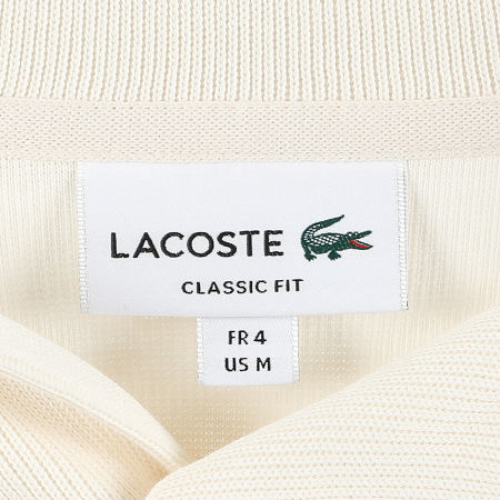 Lacoste - Pull Col Boutonné Logo Brodé Crocodile Beige Clair