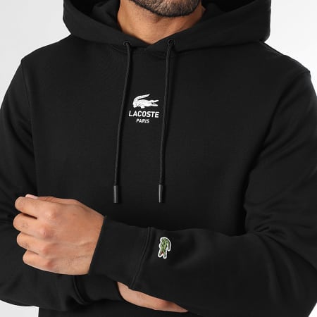 Lacoste - Sudadera con capucha Logo Cocodrilo Impreso Negro