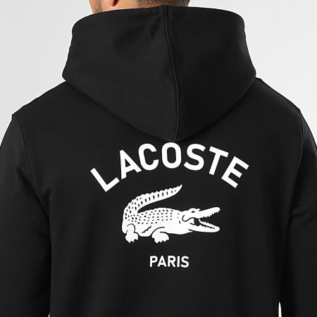 Lacoste - Sudadera con capucha Logo Cocodrilo Impreso Negro