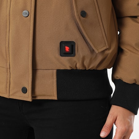 Comme Des Loups - Chaqueta de abrigo con capucha Madrid Camel Beige claro