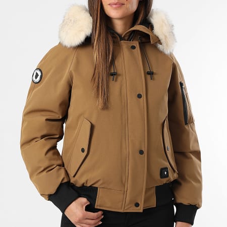 Comme Des Loups - Chaqueta de abrigo con capucha Madrid Camel Beige claro