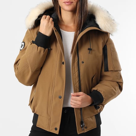 Comme Des Loups - Chaqueta de abrigo con capucha Madrid Camel Beige claro