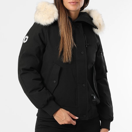 Comme Des Loups - Cazadora con capucha de piel calefactada Mujer Madrid Negro