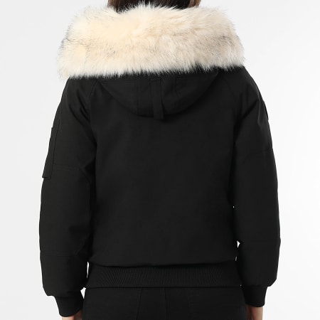 Comme Des Loups - Cazadora con capucha de piel calefactada Mujer Madrid Negro