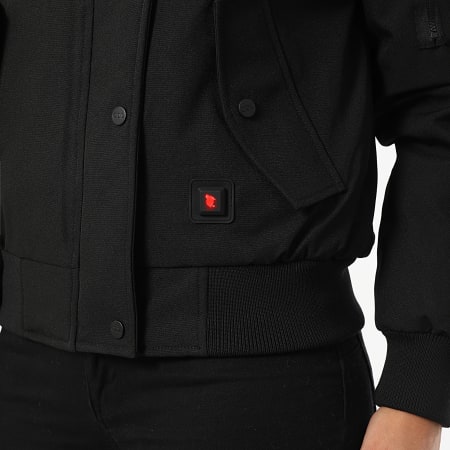 Comme Des Loups - Chaqueta con capucha de piel calefactable negra Madrid de mujer