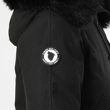 Comme Des Loups - Chaqueta con capucha de piel calefactable negra Madrid de mujer