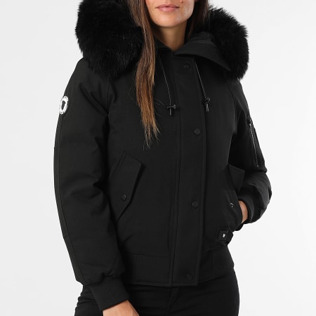 Comme Des Loups - Chaqueta con capucha de piel calefactable negra Madrid de mujer