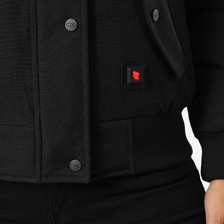 Comme Des Loups - Chaqueta de abrigo para mujer con capucha Madrid Fur Negro Beige