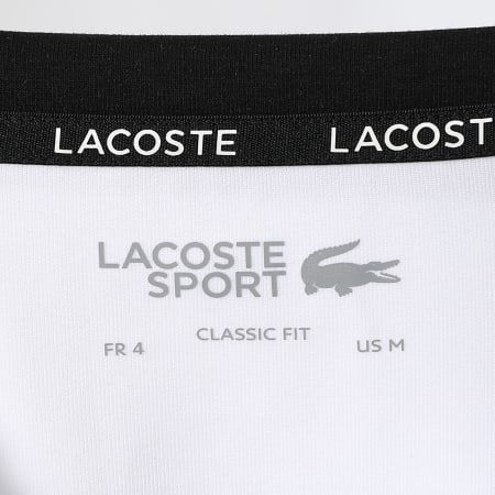 Lacoste Veste Zippée A Bandes Logo Crocodile Blanc Noir