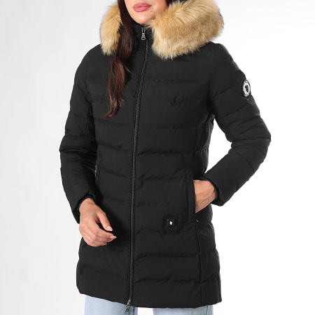 Comme Des Loups - Doudoune Chauffante Capuche Fourrure Femme Stockholm Noir