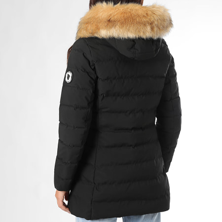 Comme Des Loups - Doudoune Chauffante Capuche Fourrure Femme Stockholm Noir