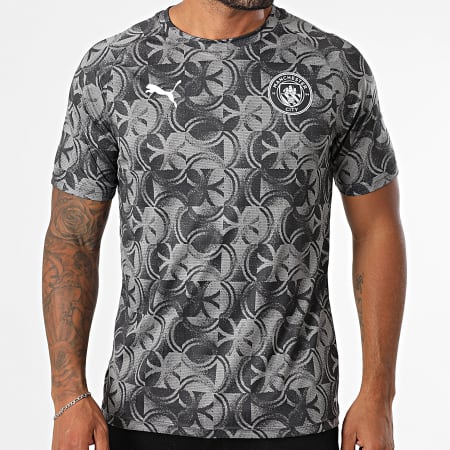 Puma - Maillot De Foot Slim Manchester City Warm Up Jersey 782167 Gris Anthracite
