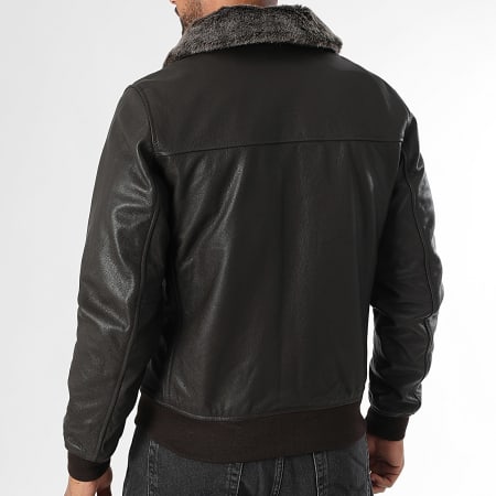 Schott NYC - Veste Cuir Col Mouton LC930D Marron